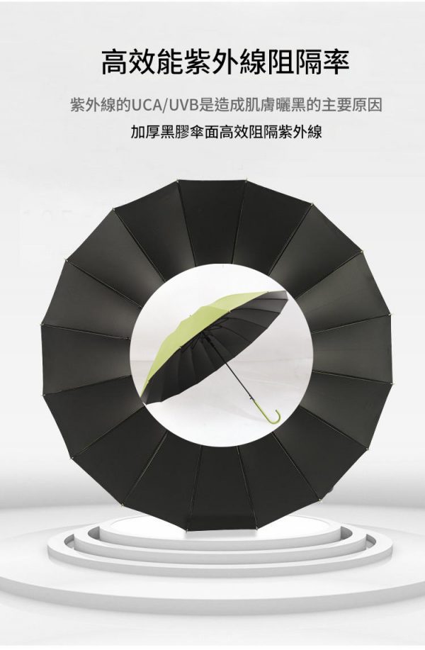 【拉烏好物】蘇杭名傘X拉烏 16骨『西子 傘』黑膠皮柄純色長傘